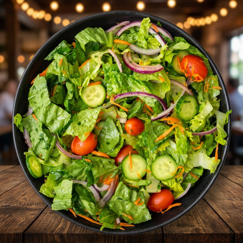Garden salad bowl with fresh vegetables