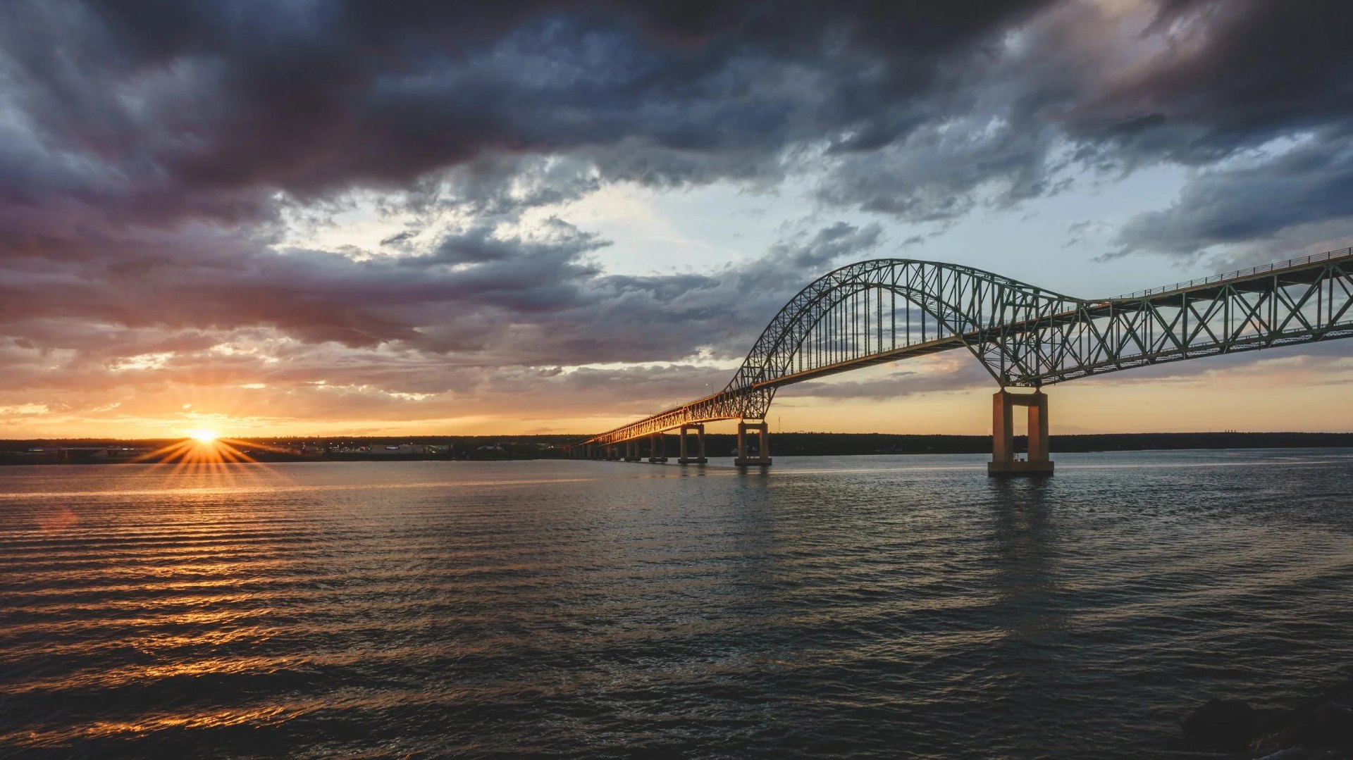 The Miramichi bridge at sunset